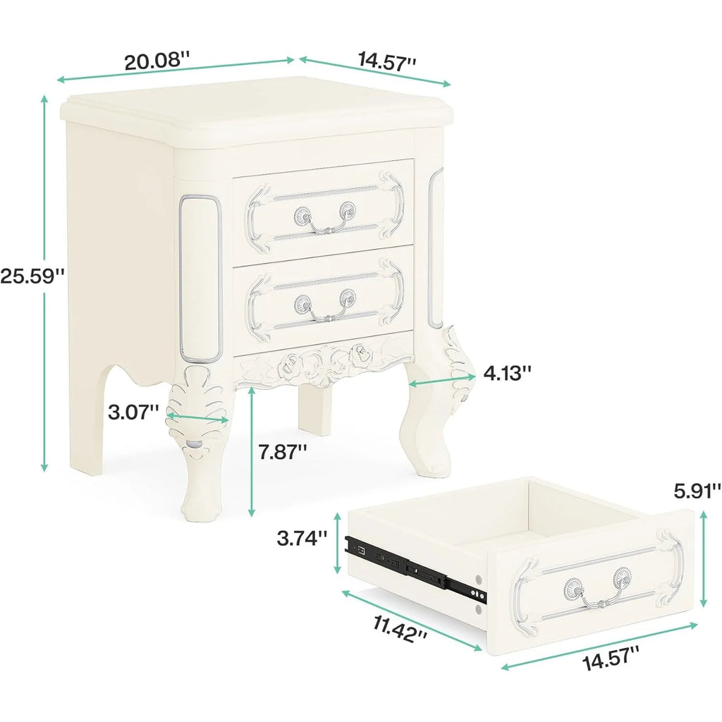 White Nightstand End Table