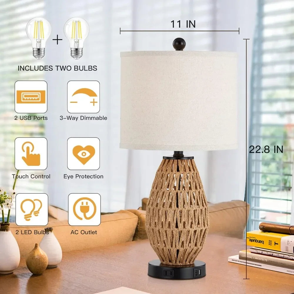 Customizable-Touch Control Rattan Table Lamps