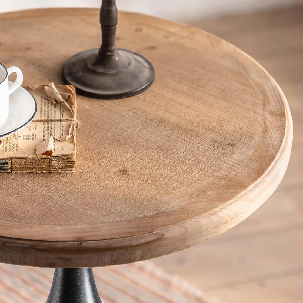 Classic Circular Rustic-Style Side Table