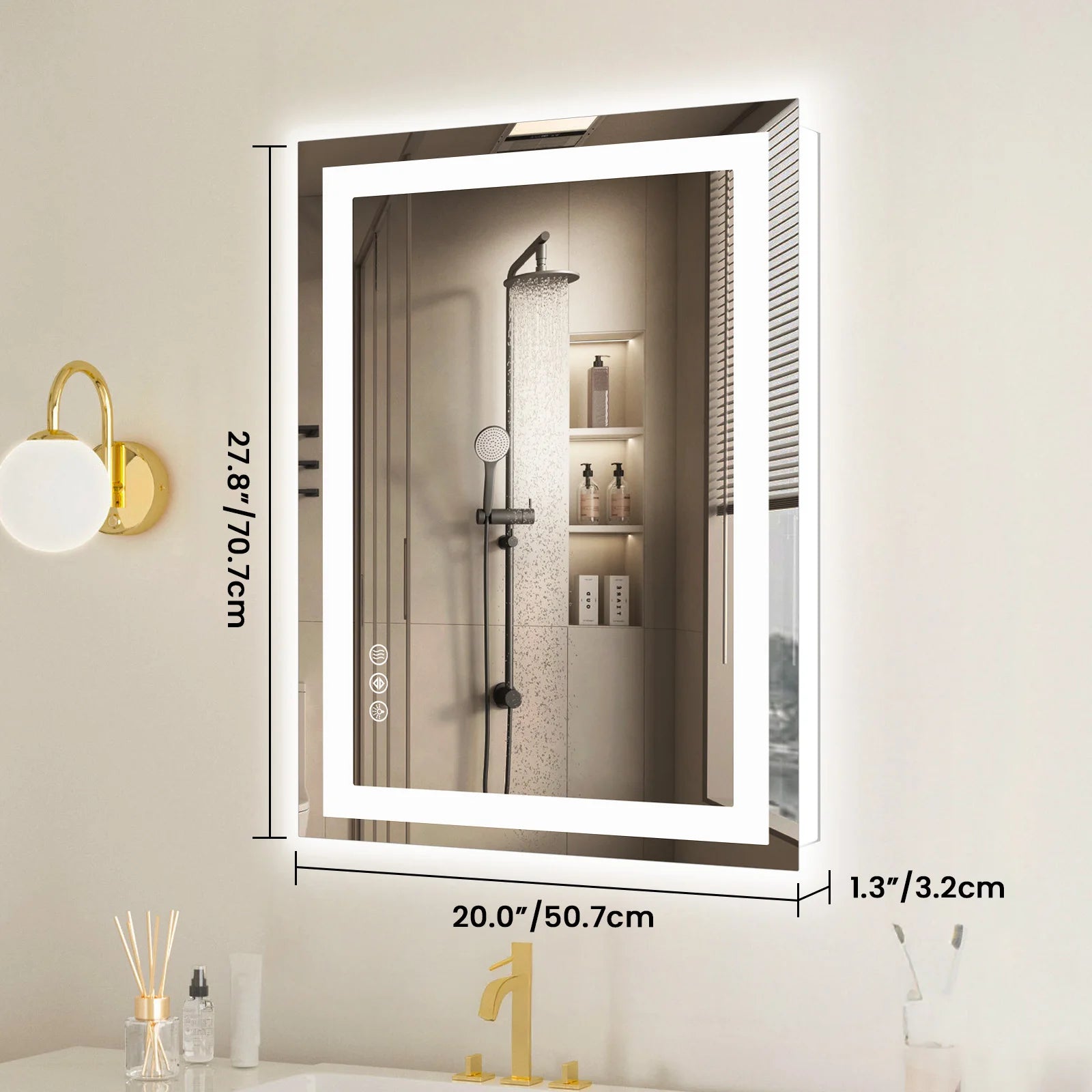 LED Bathroom Vanity Mirror Tempered Glass w/Front Light and Backlit