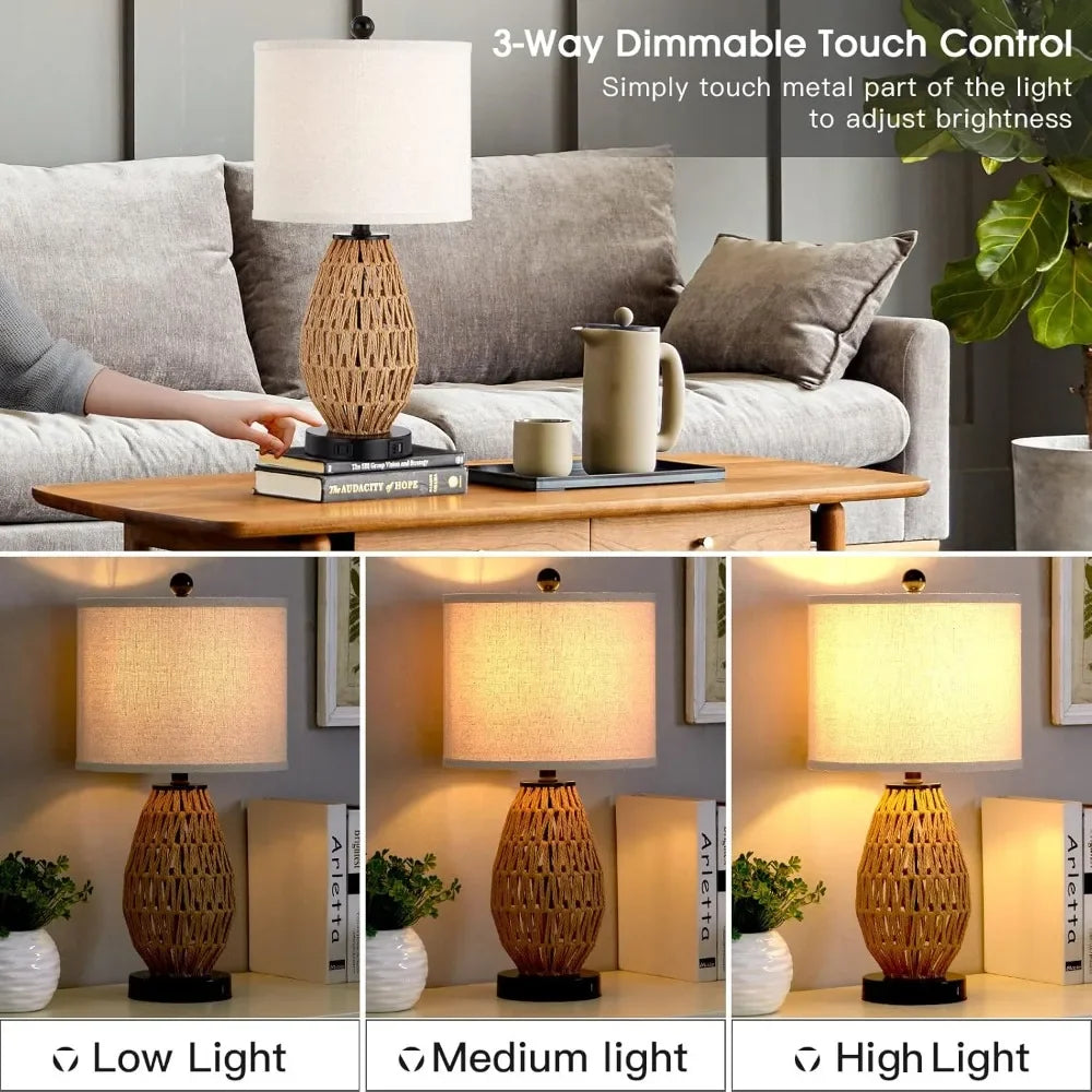 Customizable-Touch Control Rattan Table Lamps