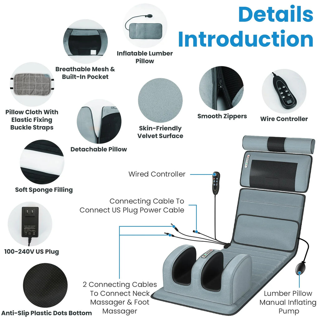 Foldable Electric Massage Mat with Heat Timer