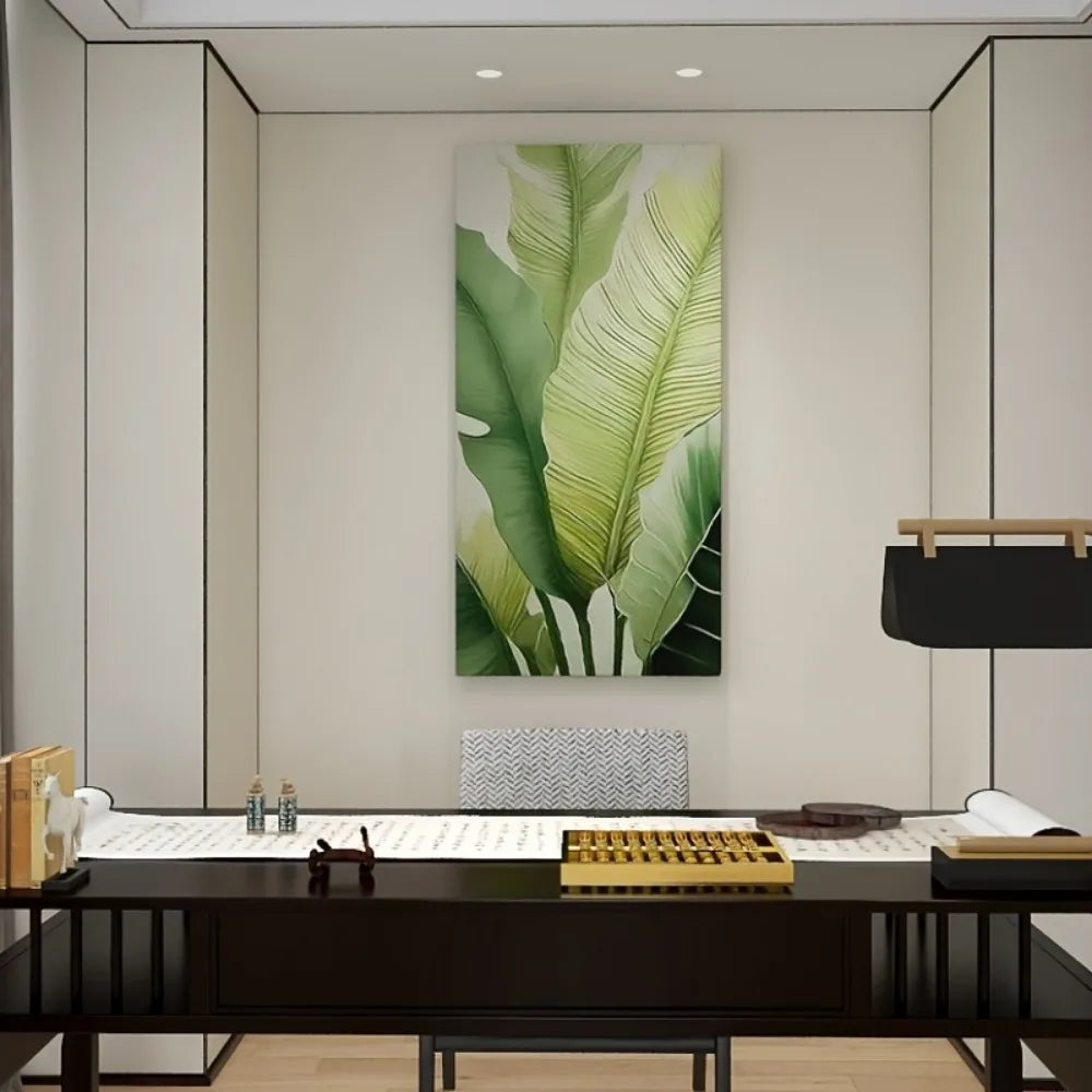 Green leaf canvas wall art