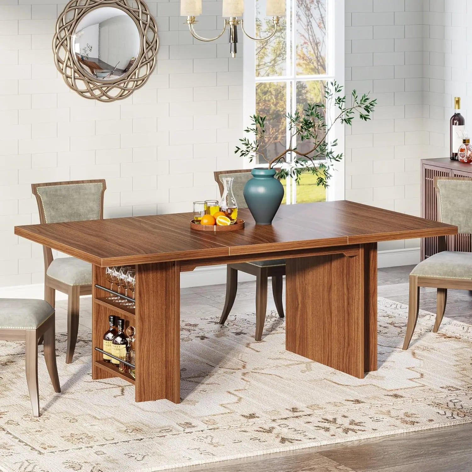 Dining Table for 6 to 8 Rectangular Kitchen Table with Storage