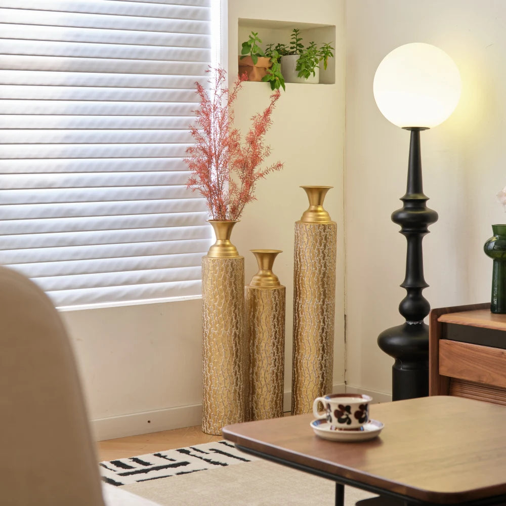 Set of 3 Metal Decorative Vases 34 ", 29 ", 25 "H