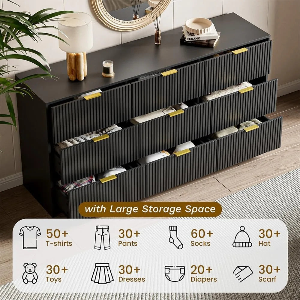 Black 9 Drawer Dresser