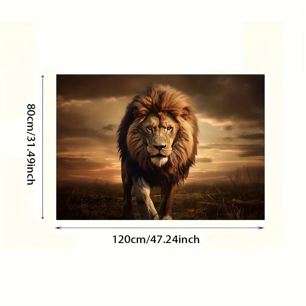 Lion frameless canvas mural