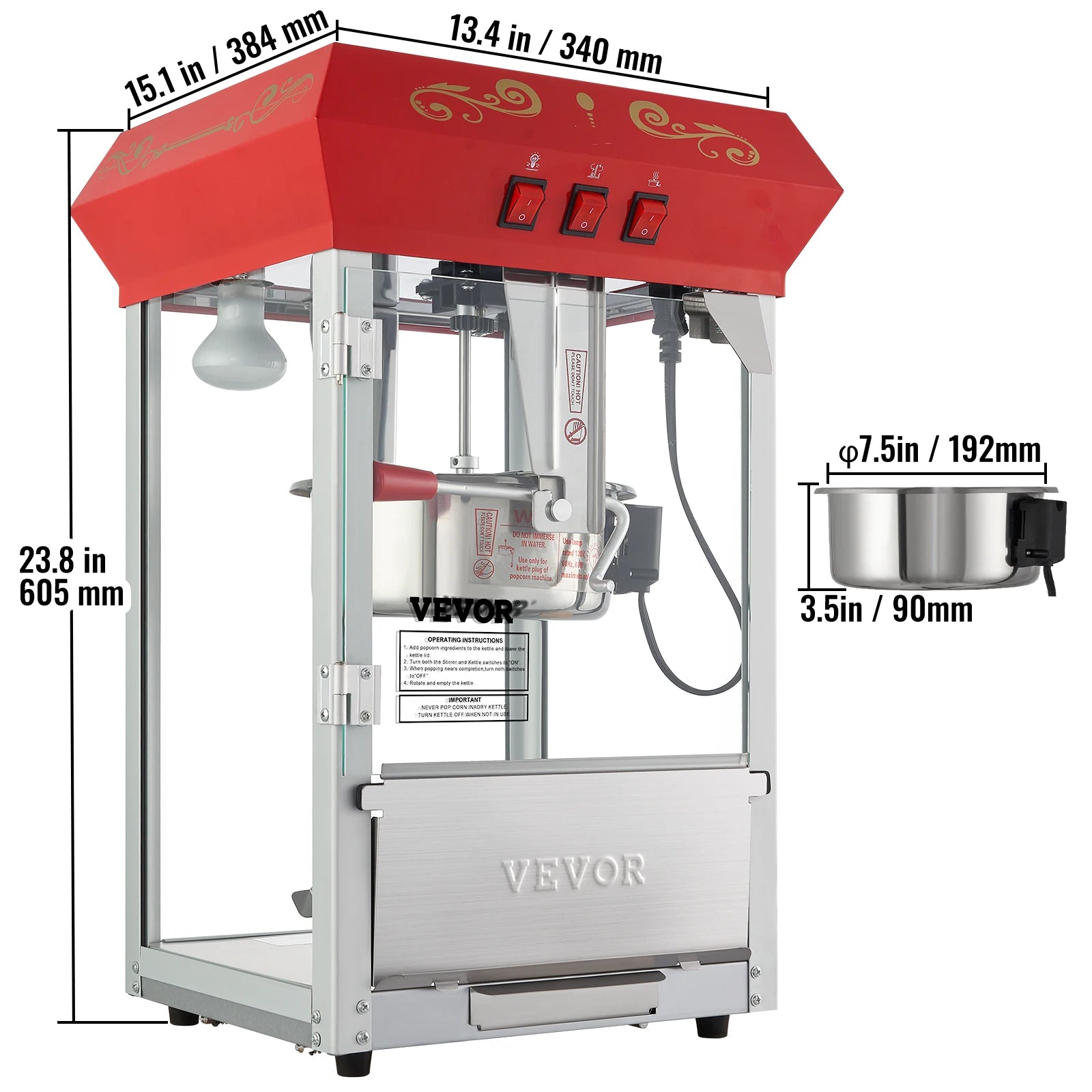 8/12Oz Commercial  Electric Popcorn Maker