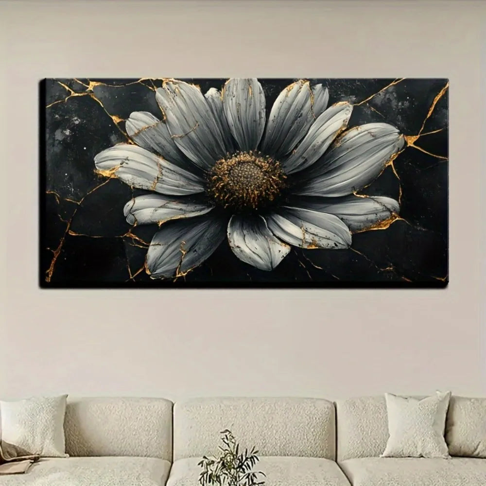 Gold abstract plant wall art