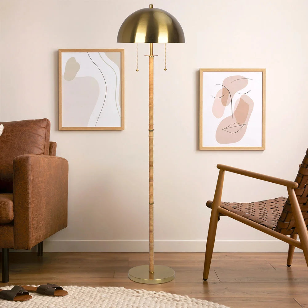 Light Gold Brass Floor Lamp