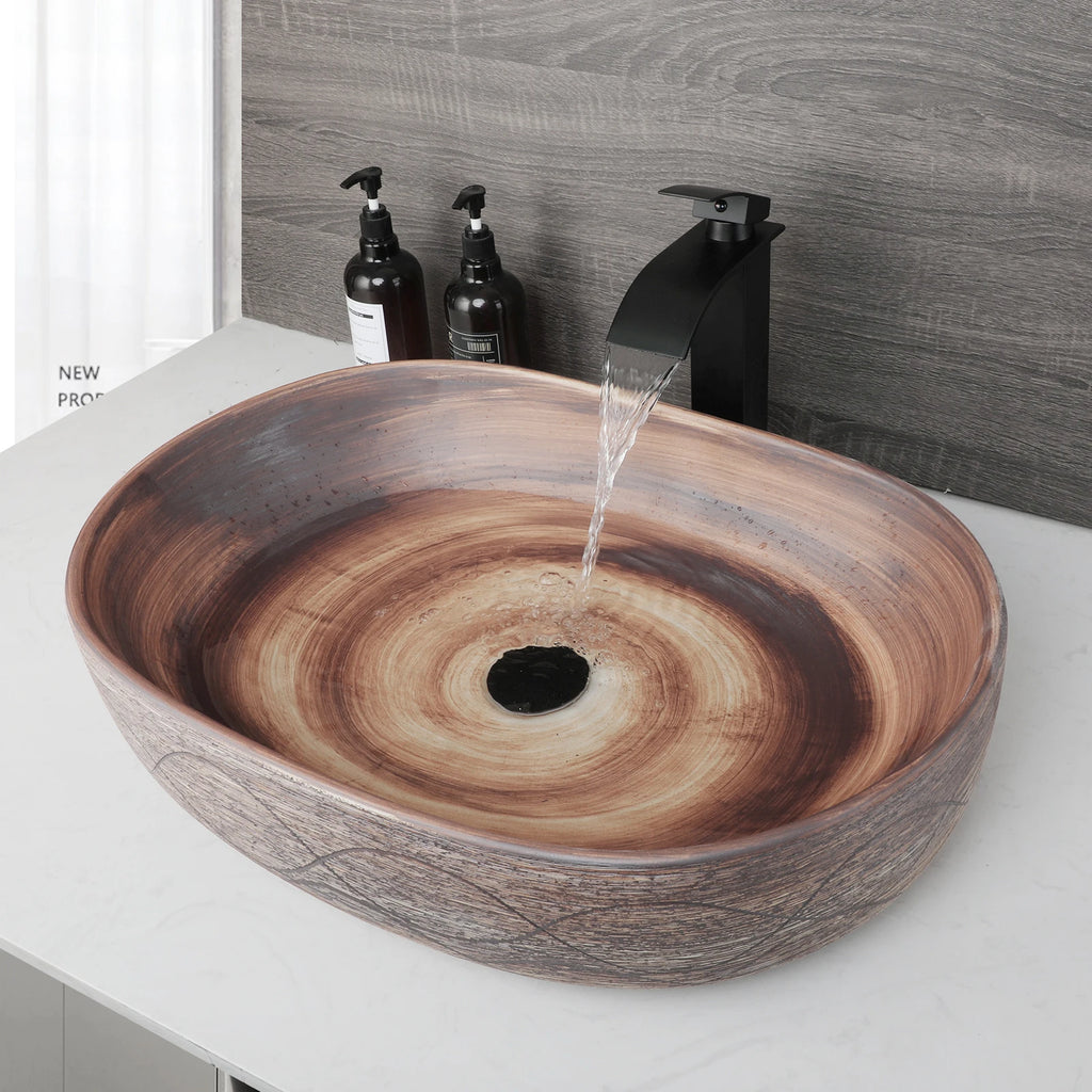Oval Retro Ceramic Bathroom Vessel Sink Bowl Sink  Washbasin