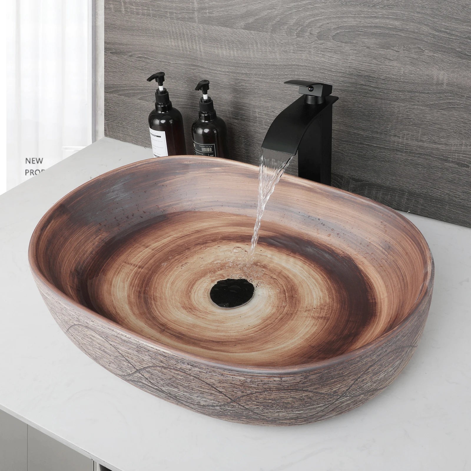Oval Retro Ceramic Bathroom Vessel Sink Bowl Sink  Washbasin