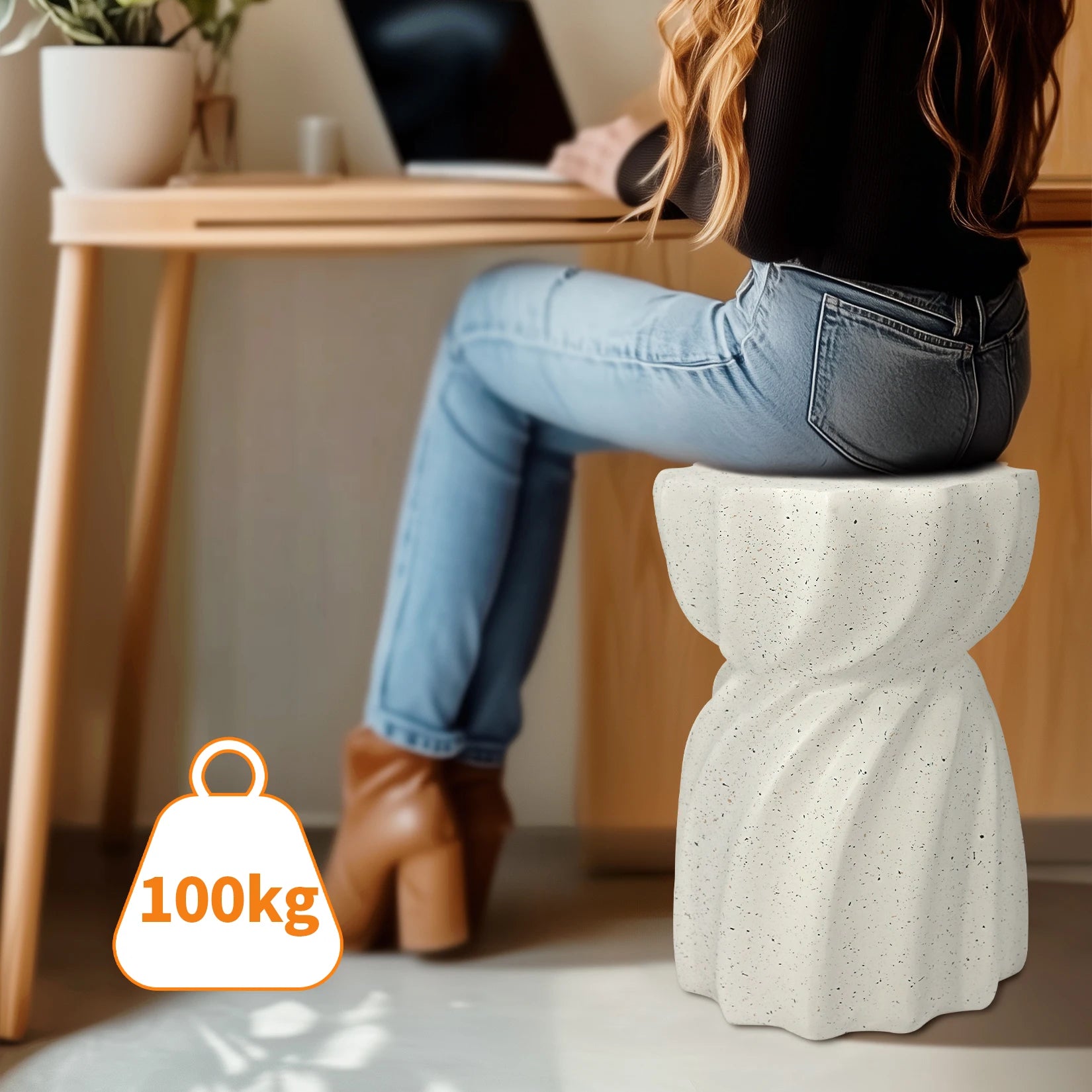 Contemporary Lightweight Concrete Accent Side Table