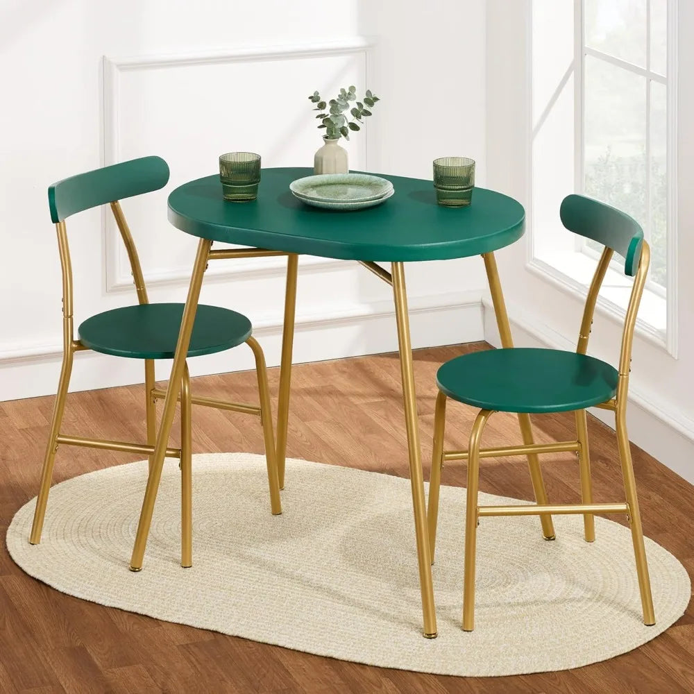 Modern Oval Dining Table Set w/ 2 Chairs