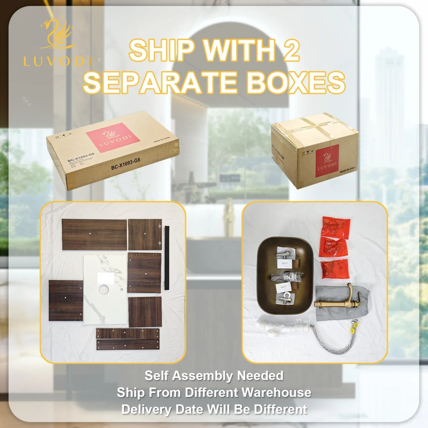 Modern Floating Bathroom Vanity Sink Combo Wall Cabinet Set