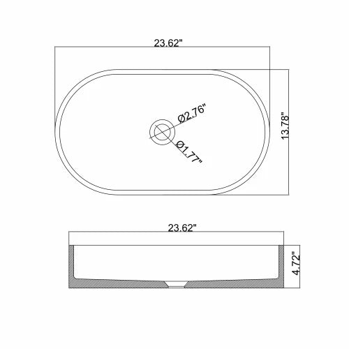 Concrete Vessel Oval Modern Dark Green Bathroom Sink