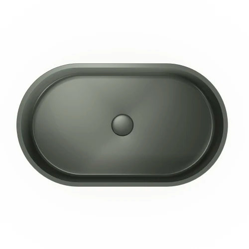 Concrete Vessel Oval Modern Dark Green Bathroom Sink