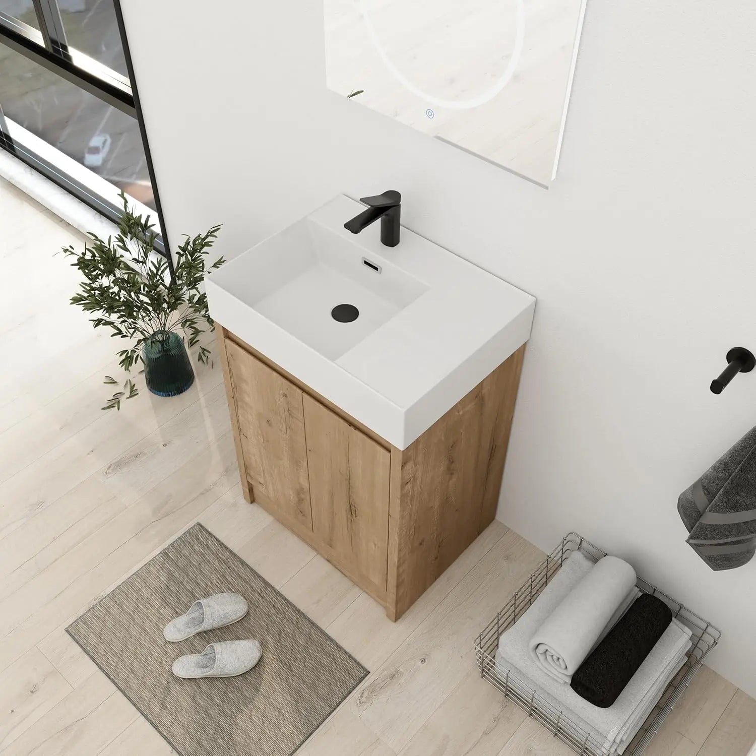 Brown Vanity,w/Sink Soft-Closing Door (24")