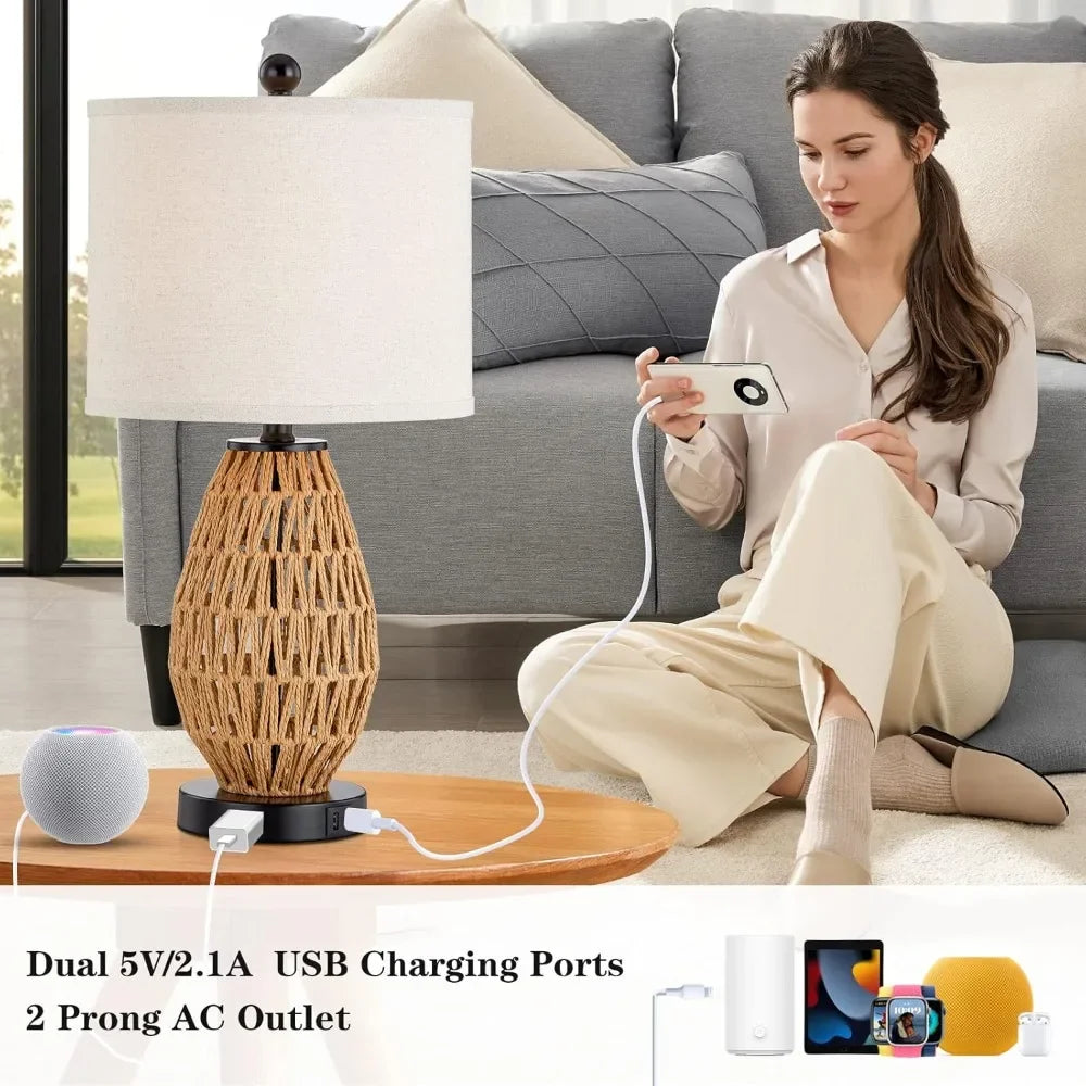 Customizable-Touch Control Rattan Table Lamps