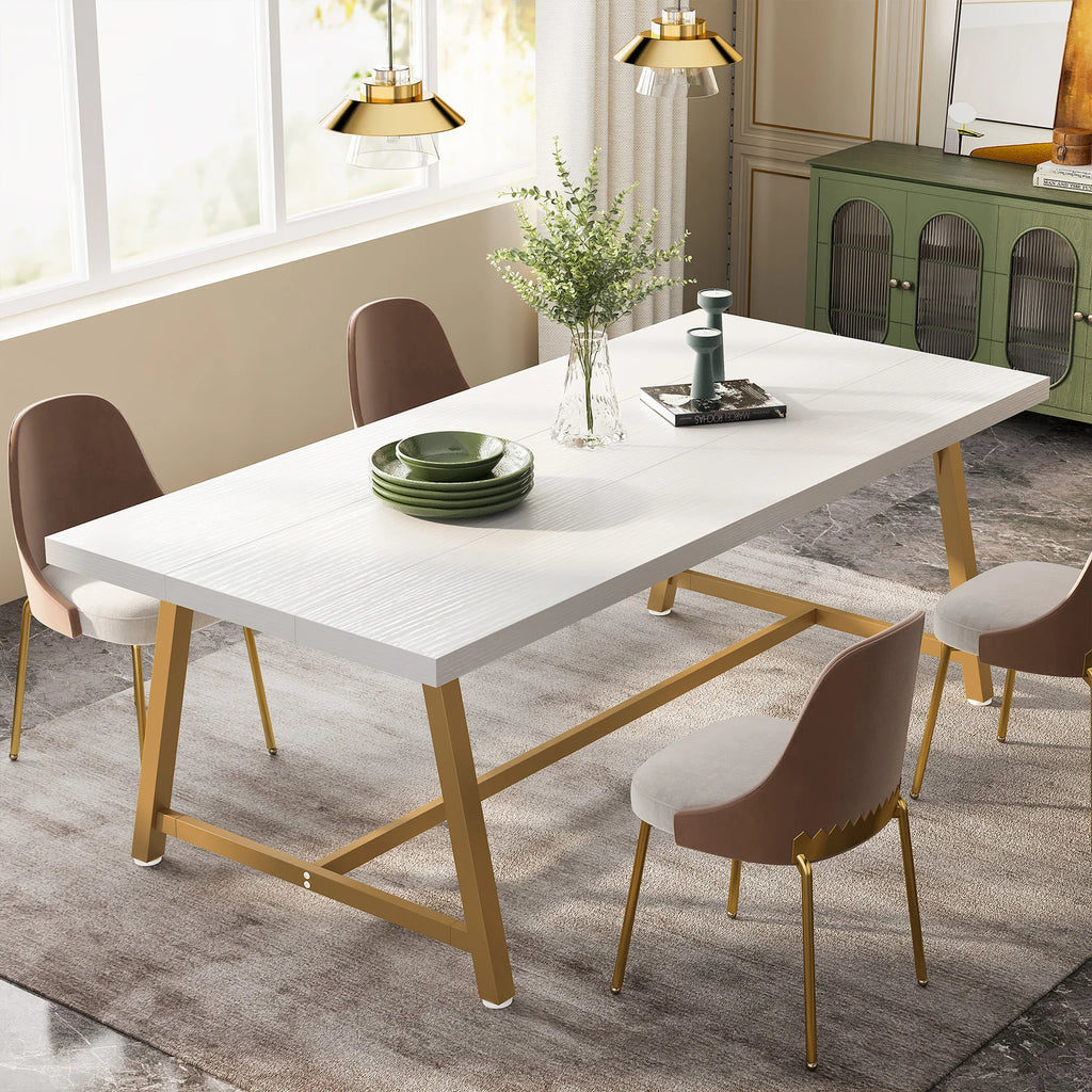 Dining Table for 8 People, 70.87" Rectangular Wood Kitchen Table