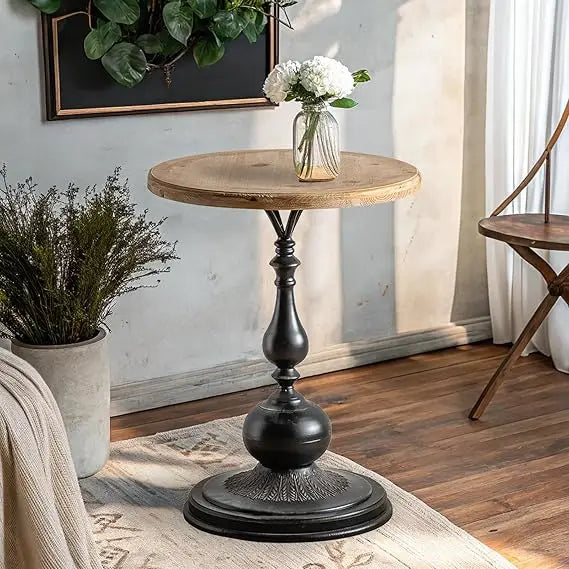 Classic Circular Rustic-Style Side Table
