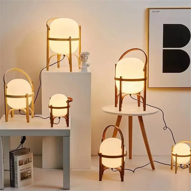 Wood Standing Tabletop Lamp Modern