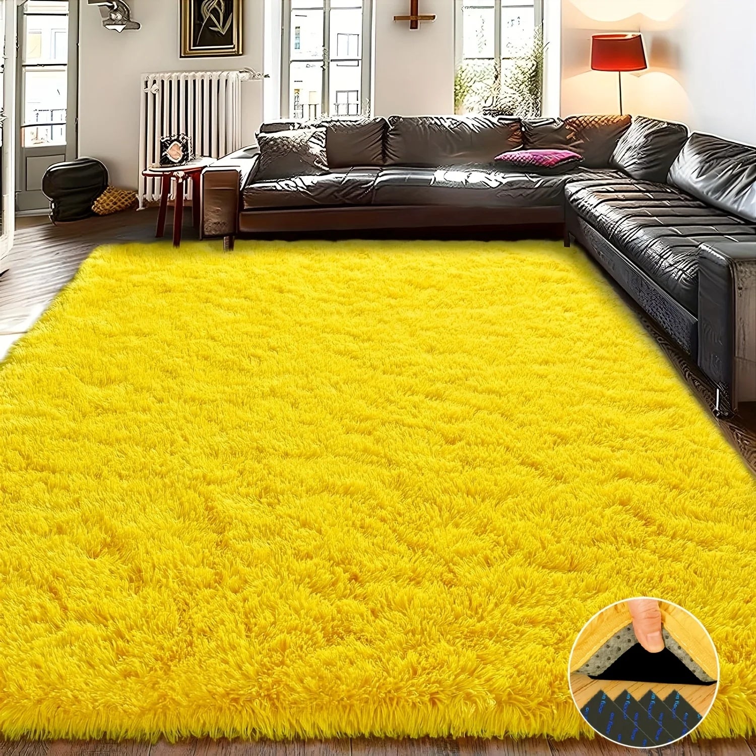 Yellow Soft Shaggy Non-Slip Rug