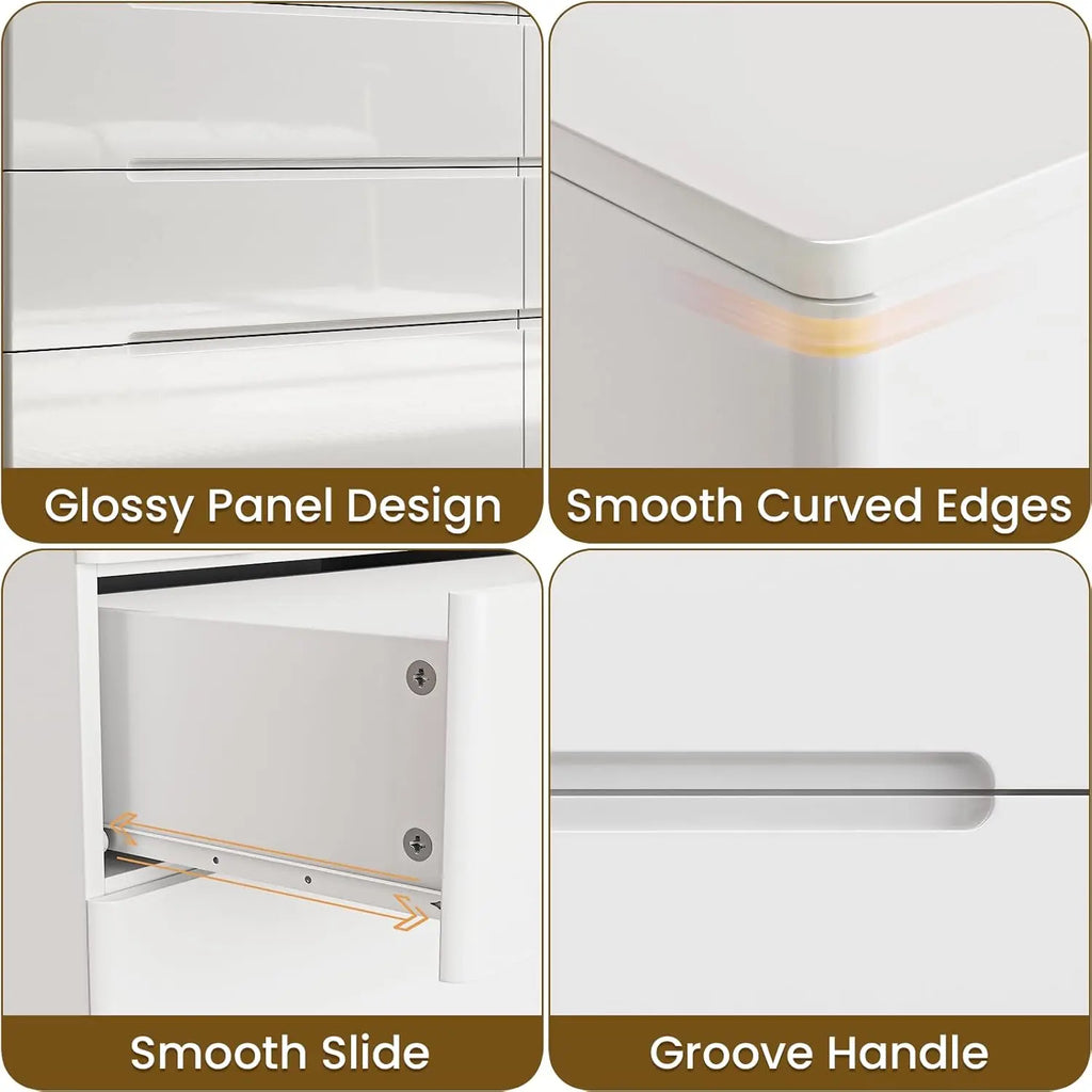 10 Drawer White High Gloss Modern Storage Dresser