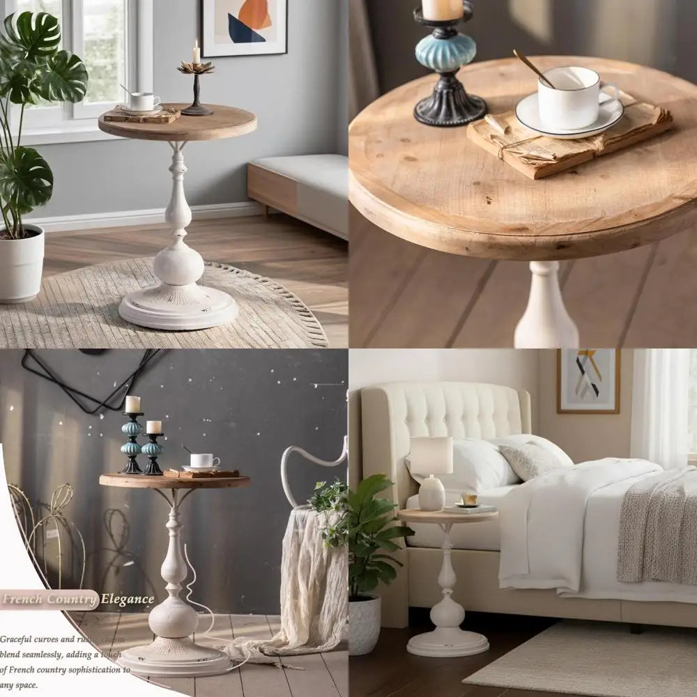 Vintage-Style Round Living Room Side Table