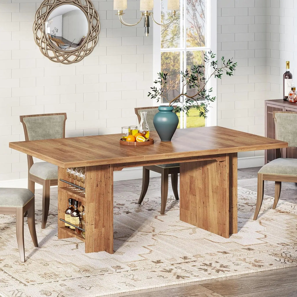 Dining Table for 6 to 8 Rectangular Kitchen Table with Storage