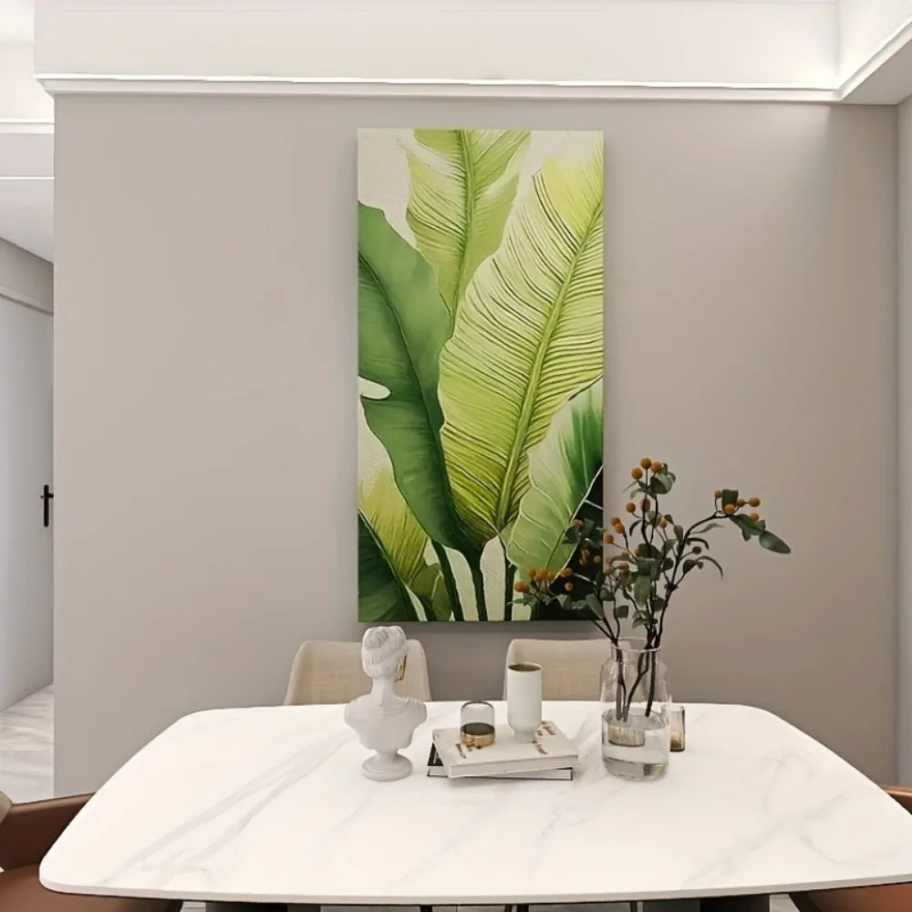 Green leaf canvas wall art