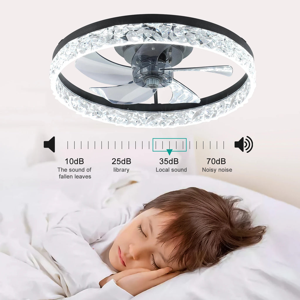 Modern acrylic black ceiling fan light with remote control