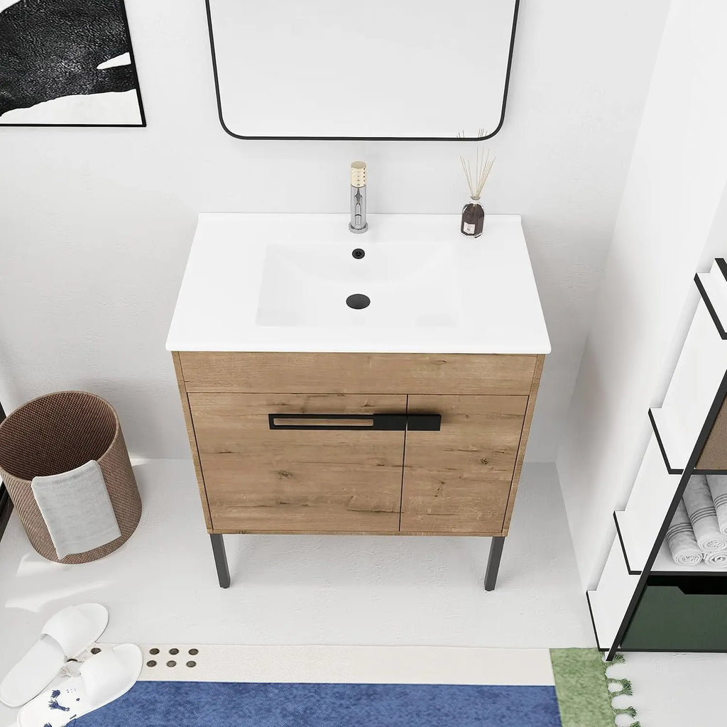 Brown Vanity,w/Sink Soft-Closing Door (24")