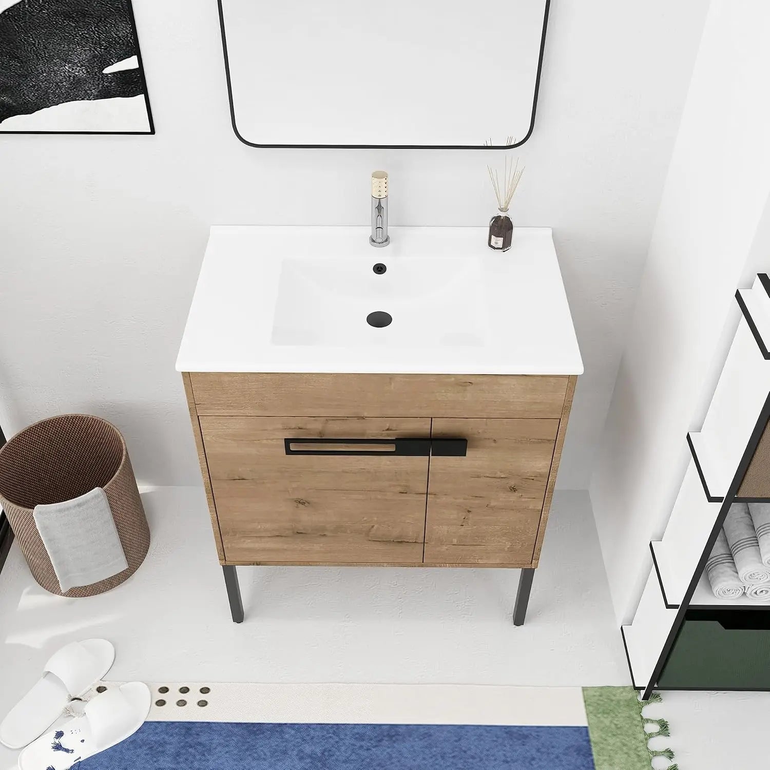 Brown Vanity,w/Sink Soft-Closing Door (24")