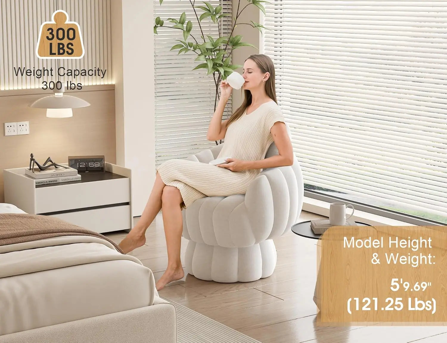 360 Degree Barrel Swivel Accent Sofa Chair