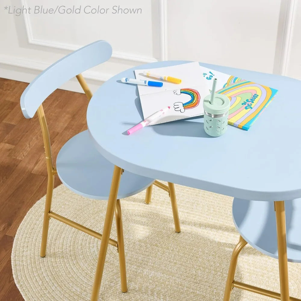 Modern Oval Dining Table Set w/ 2 Chairs