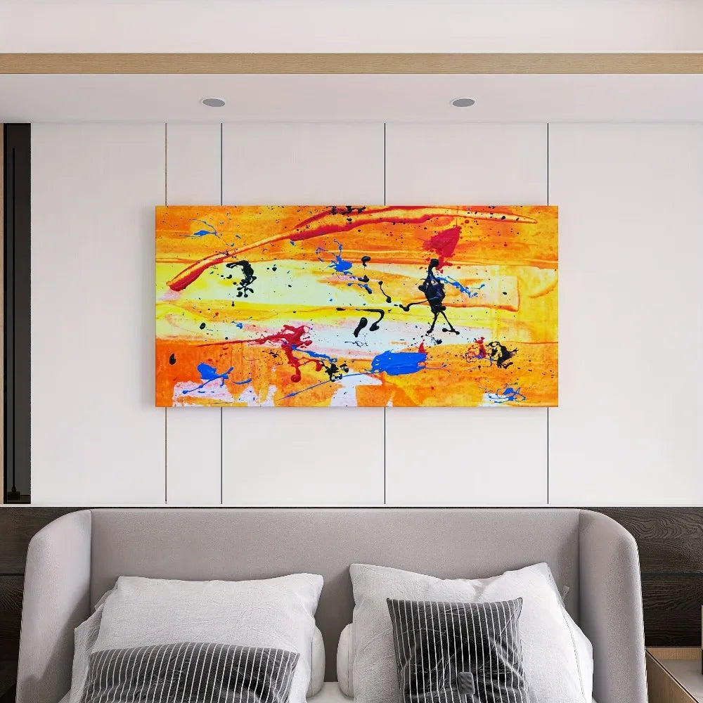 Wood framed paintings, perfect for interior decor, suspenseful abstract style, 1.5 inch thick solid wood frame.