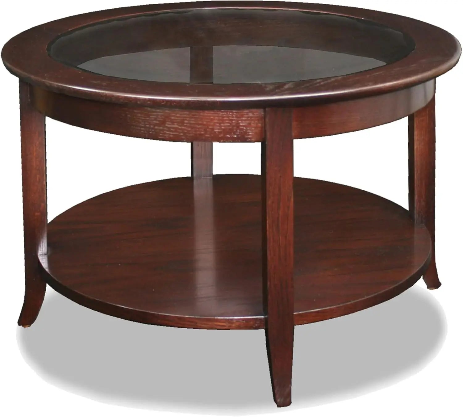 Sheldon Round Glass Top Solid Wood Coffee