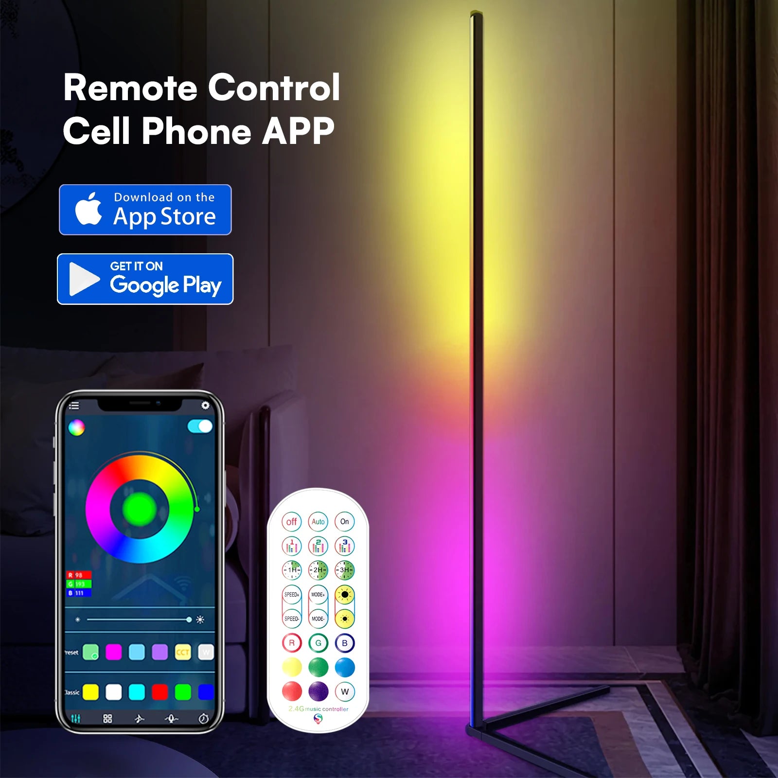 Corner Floor Lights 1/2 Pack -(16Million RGB Color)