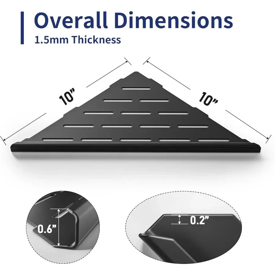 10 Inch Black 304 Stainless Steel Corner Shower Shelf 2 Pack