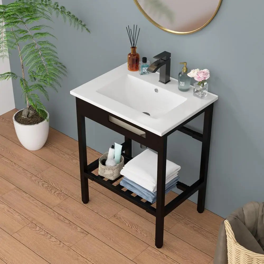 Vanity Ceramic Console Sink Set Freestanding