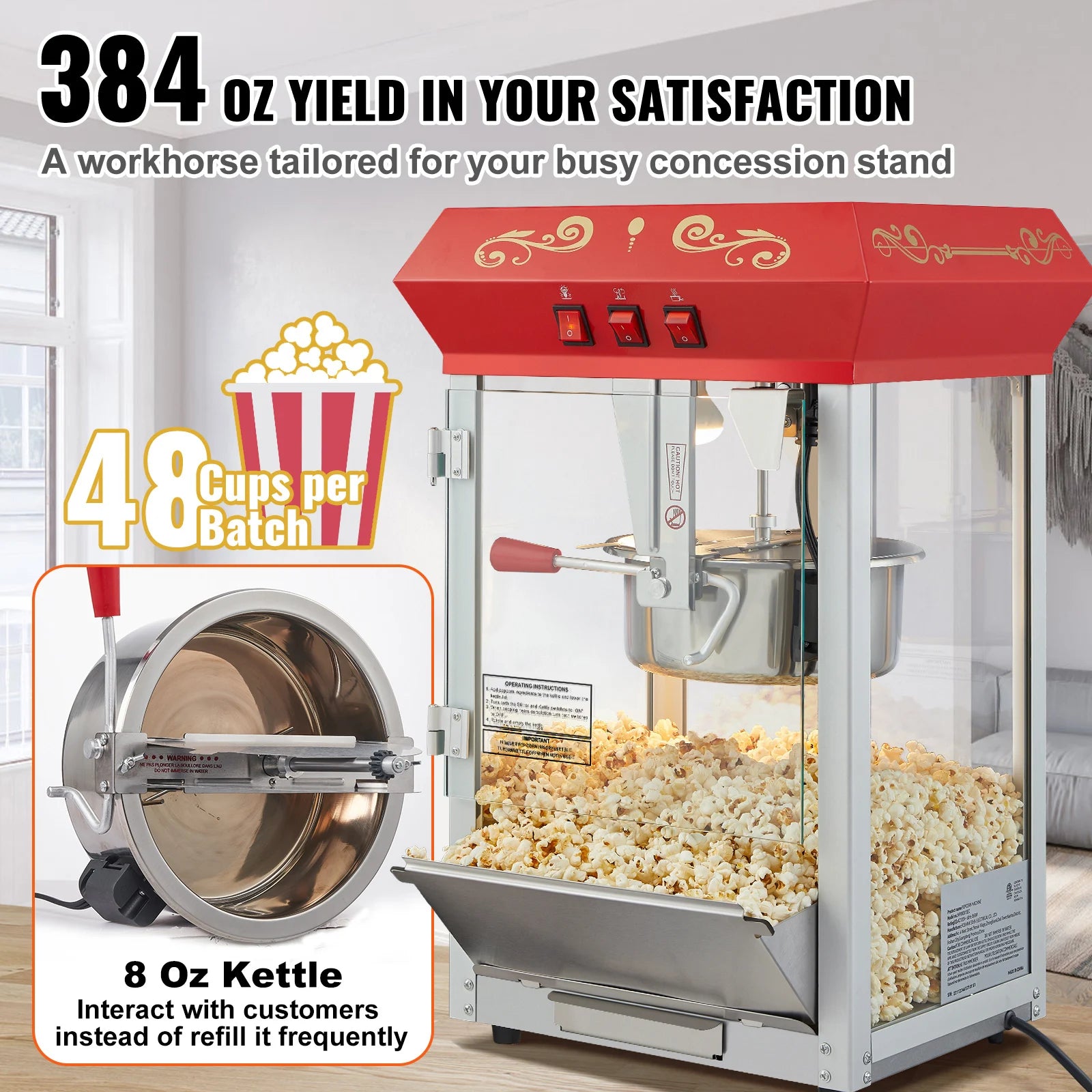 8/12Oz Commercial  Electric Popcorn Maker