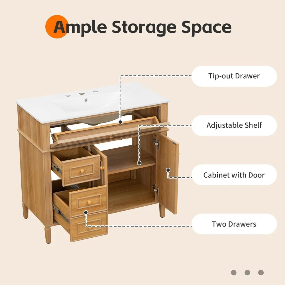 Bathroom Vanity with Sink 36" w/Soft-Close Door