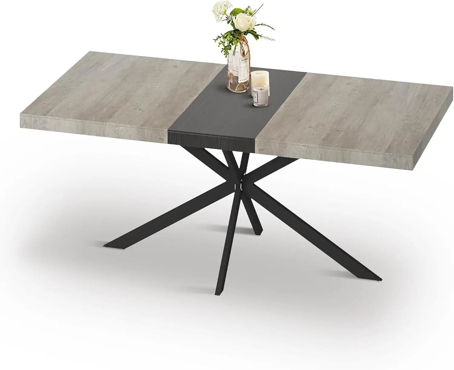 Extendable Rectangular Wooden Dining Table for 4 6 8 People