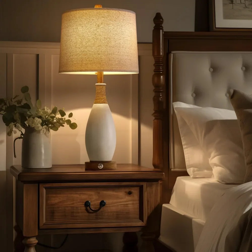 3-Way Dimmable Touch Control Table Lamp (Set Of 2) W/USB & Type-C Charging Ports