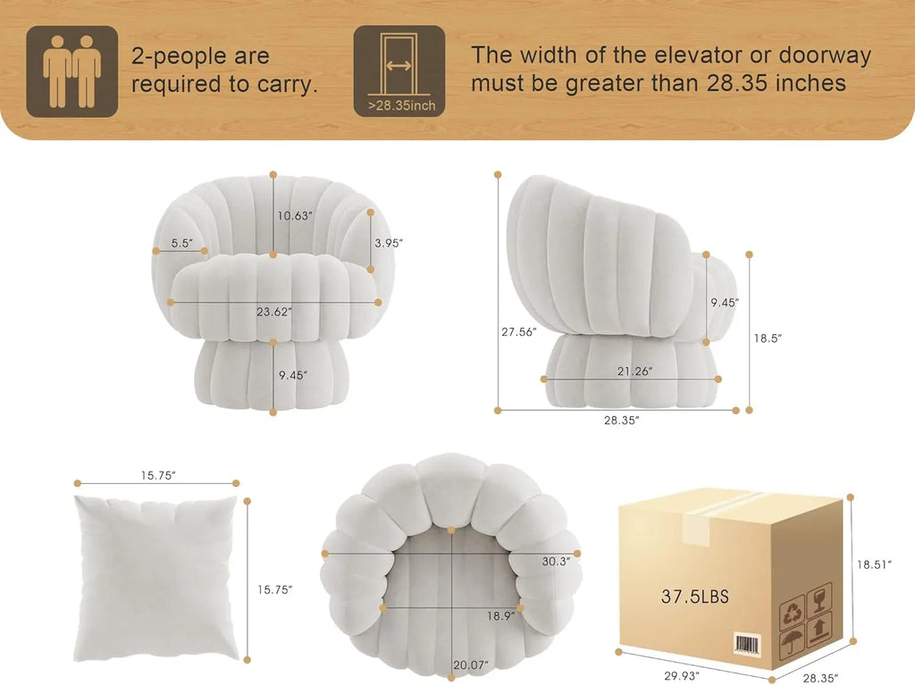 360 Degree Barrel Swivel Accent Sofa Chair