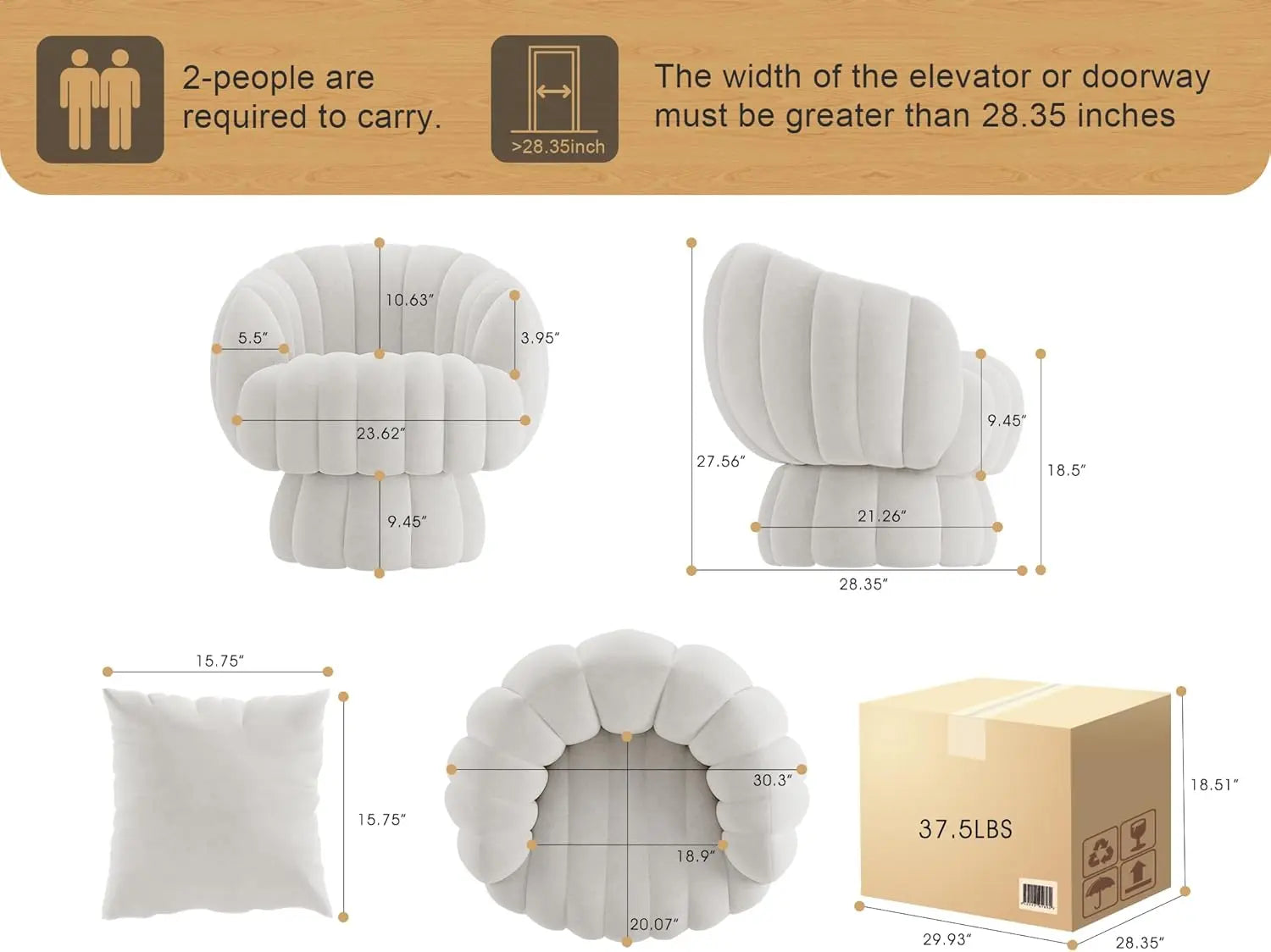 360 Degree Barrel Swivel Accent Sofa Chair
