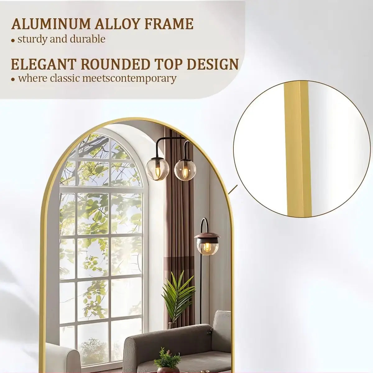 Arched Full Length Body Standing Floor Mirror