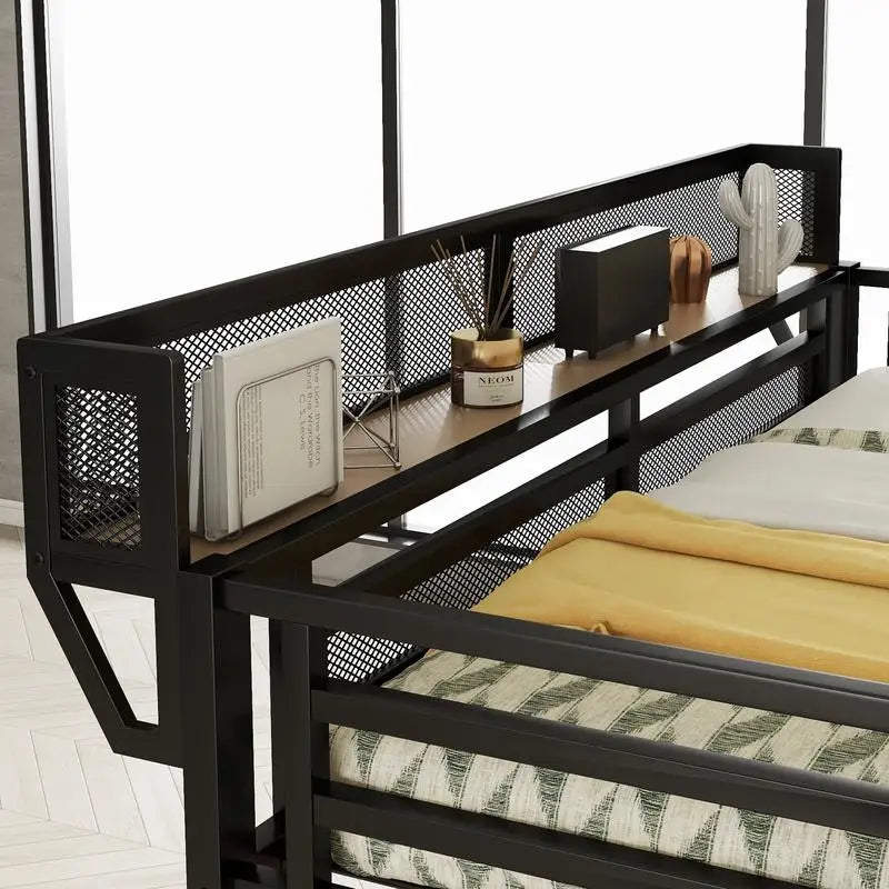 Full Size Metal Loft Bed with Stairs