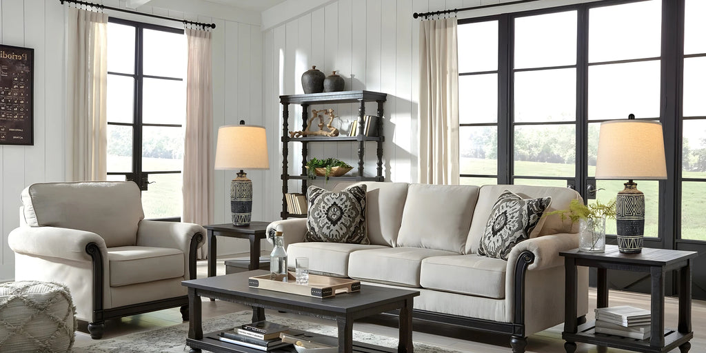 Carved Geometric Ceramic Table Lamp With Linen Shade with Rustic Accent